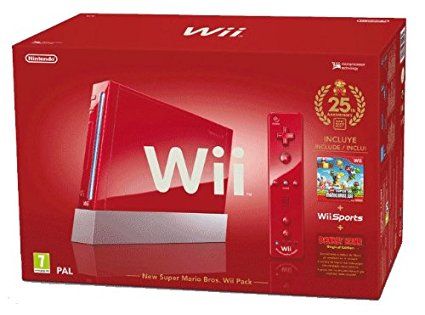 Console Wii Rouge (inclus New Super Mario Bros. Wii Sports) - Edition limitée 25ème Anniversaire