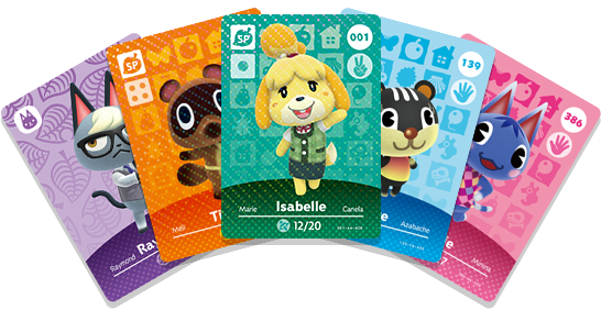 Exemples de cartes amiibo Animal Crossing.