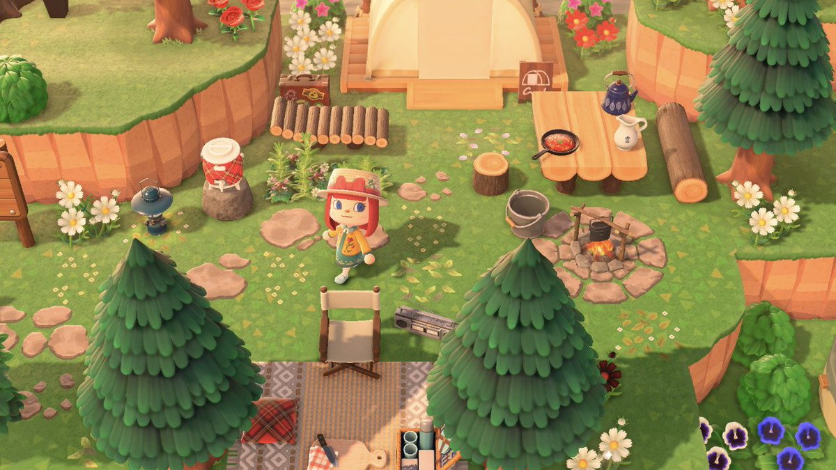Exemple d'île décorée avec soin dans Animal Crossing: New Horizons.
