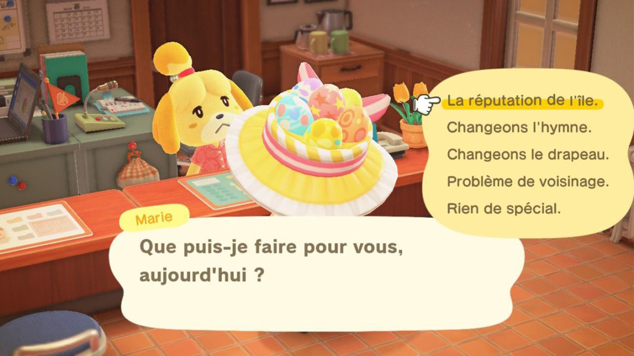 Demander la réputation à Marie dans Animal Crossing: New Horizons.