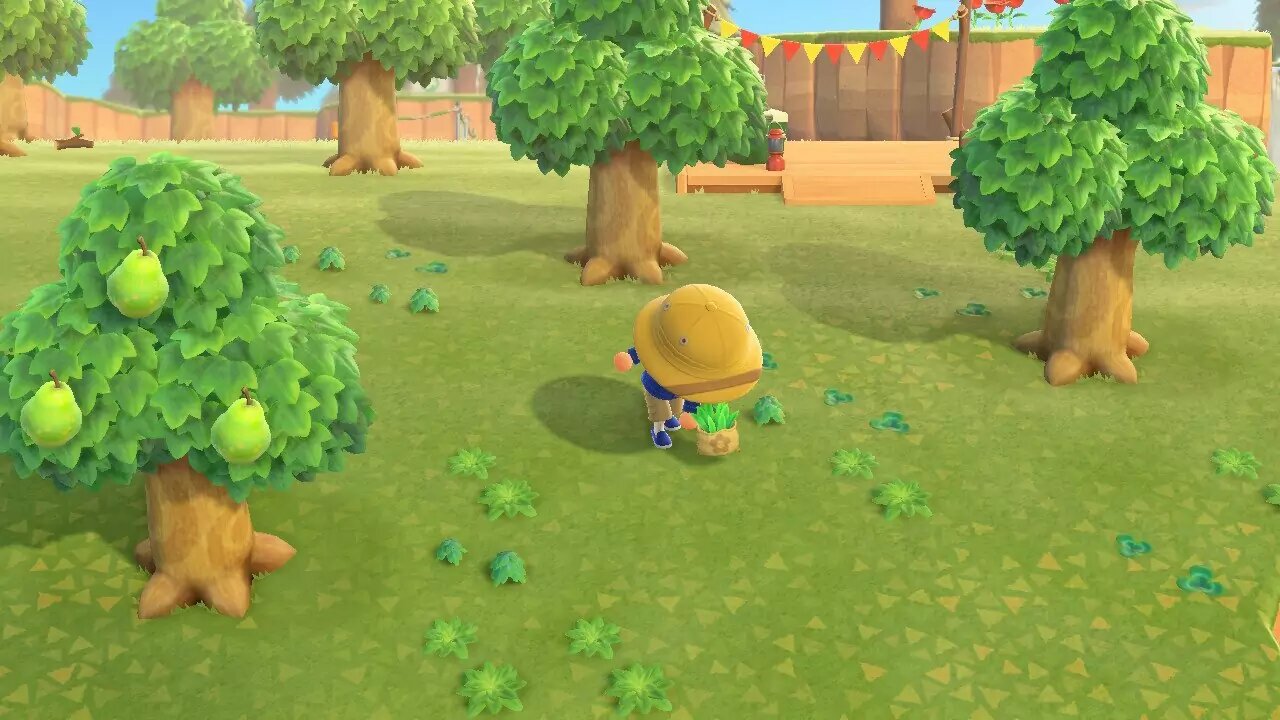 Île couverte de mauvaises herbes dans Animal Crossing: New Horizons.